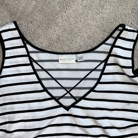 Bisou Bisou Cold Should Striped Blouse Sz M - Picture 4 of 6